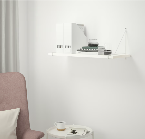Minimalist White Wall Shelf with Slim Brackets - Image 2