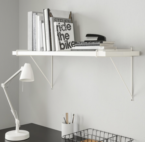 Minimalist White Wall Shelf with Slim Brackets - Image 5