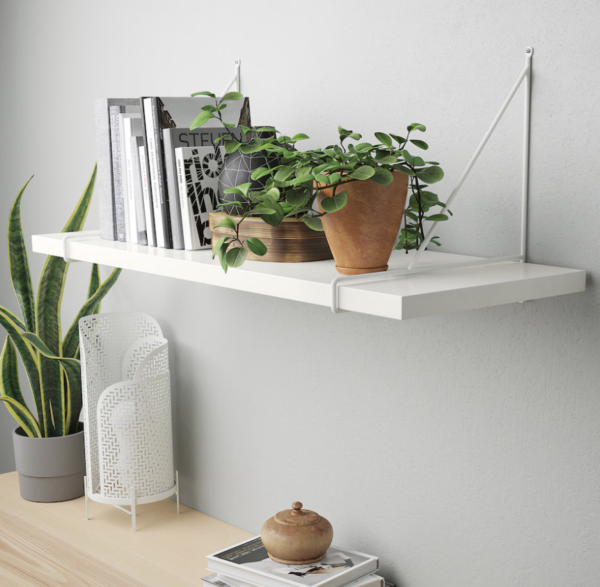 Minimalist White Wall Shelf with Slim Brackets - Image 4