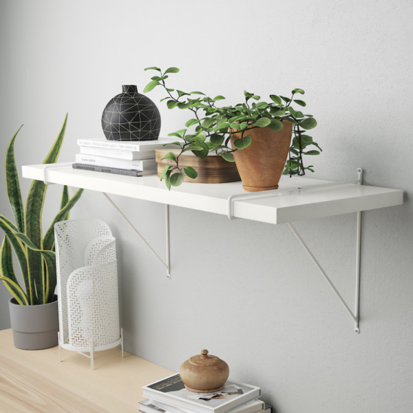 Minimalist White Wall Shelf with Slim Brackets - Image 3