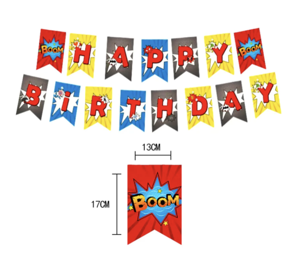 Super Hero Bunting Avengers Paper Banner BIRTHDAY Decoration Flags - Image 3
