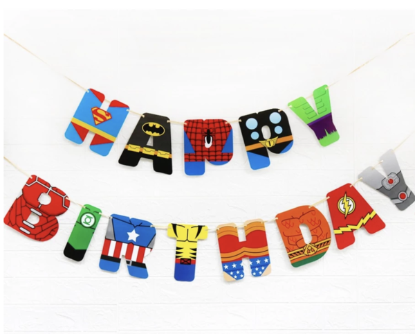 Super Hero Bunting Avengers Paper Banner BIRTHDAY Decoration Flags - Image 4