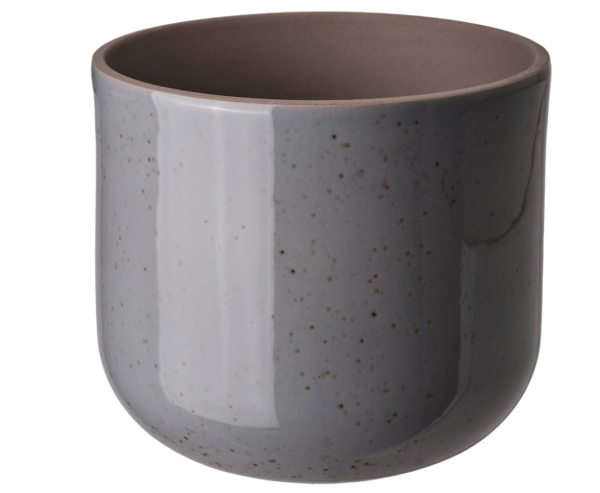Minimalist Speckled Ceramic Planter – Grey Matte Finish